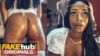 FAKEhub – Horny Ebony MILF uses her sexy lips and big tits and ass in job interview to seduce boss